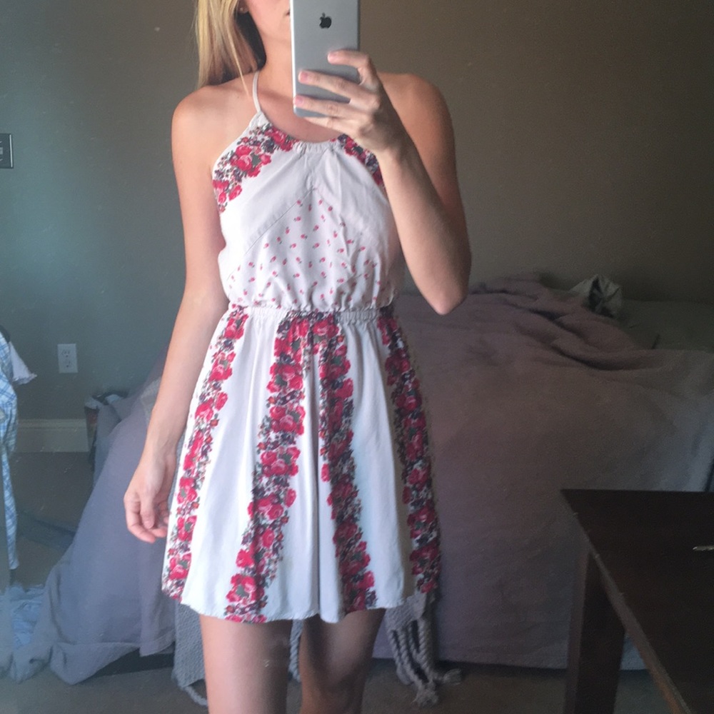 FREE PEOPLE FLORAL OPEN BACK SPRING DRESS